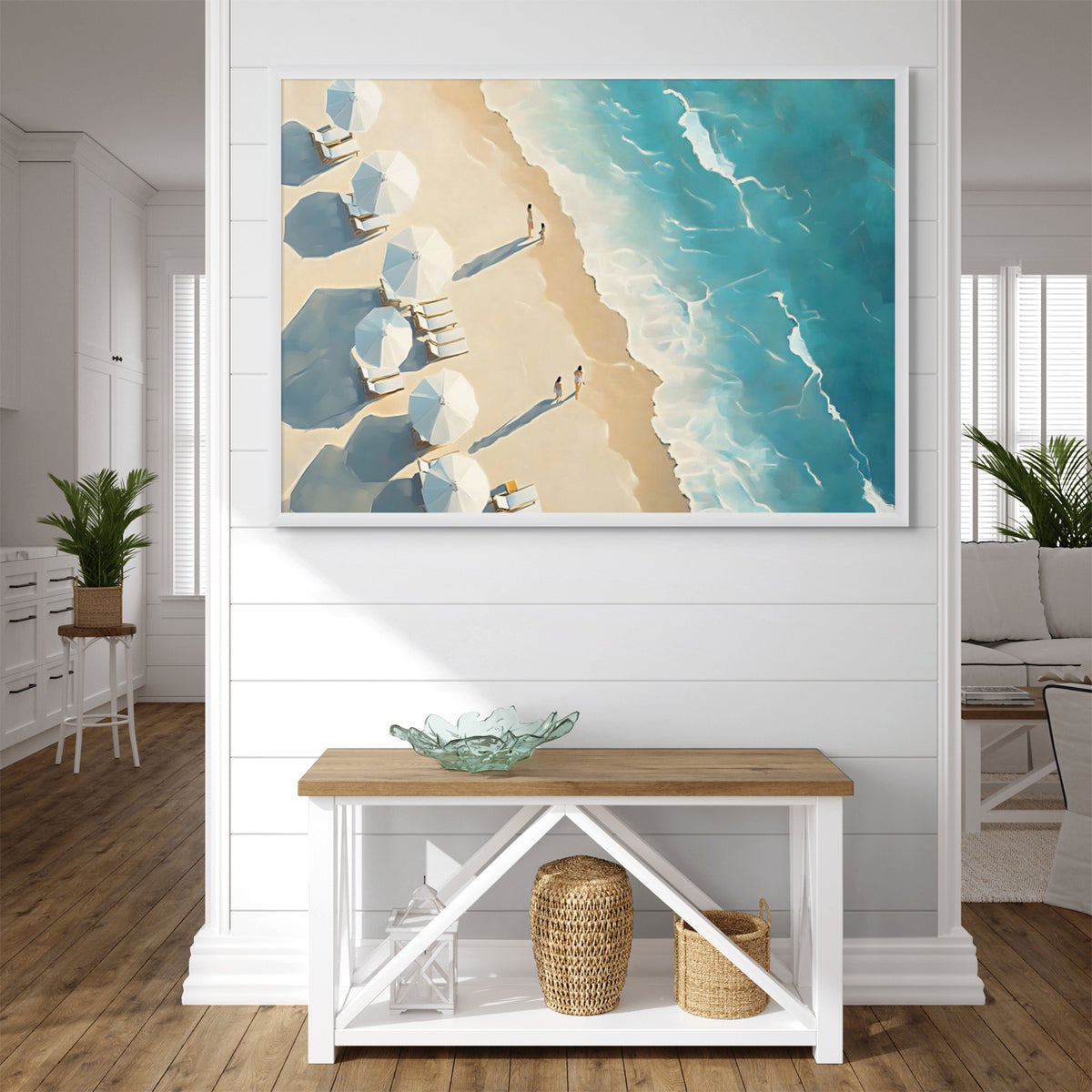 White Beach Umbrella Wall Art