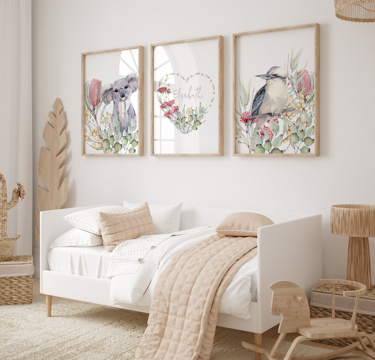 Australian Watercolour animals nursery Girls Wall Prints