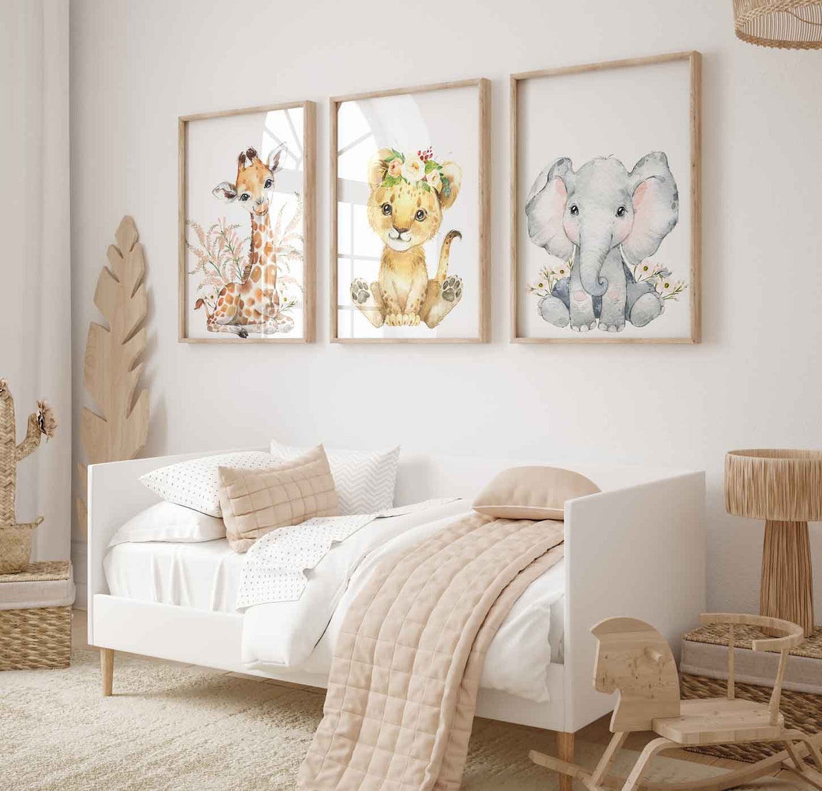 Girls Safari Baby Animal Nursery wall prints