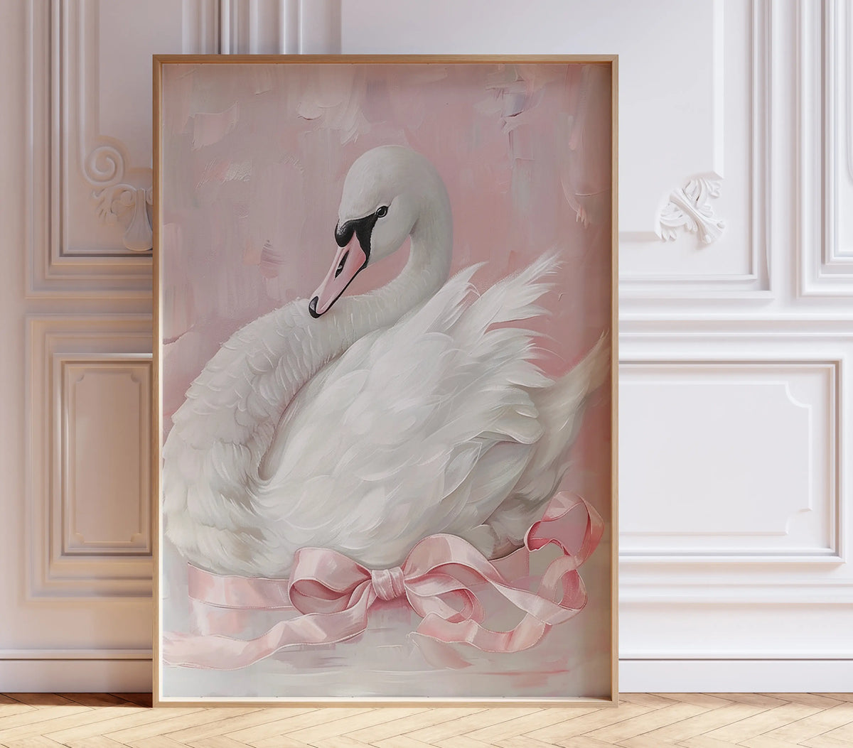 Pink Coquette Swan Print - Nursery Art