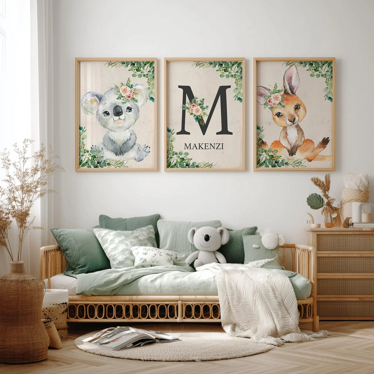 Girls Nursery Wall Art – Custom Australian Animals