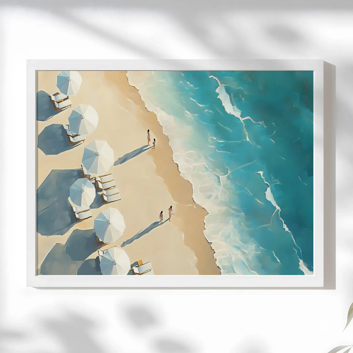 White beach umbrella print for coastal Australian home decor