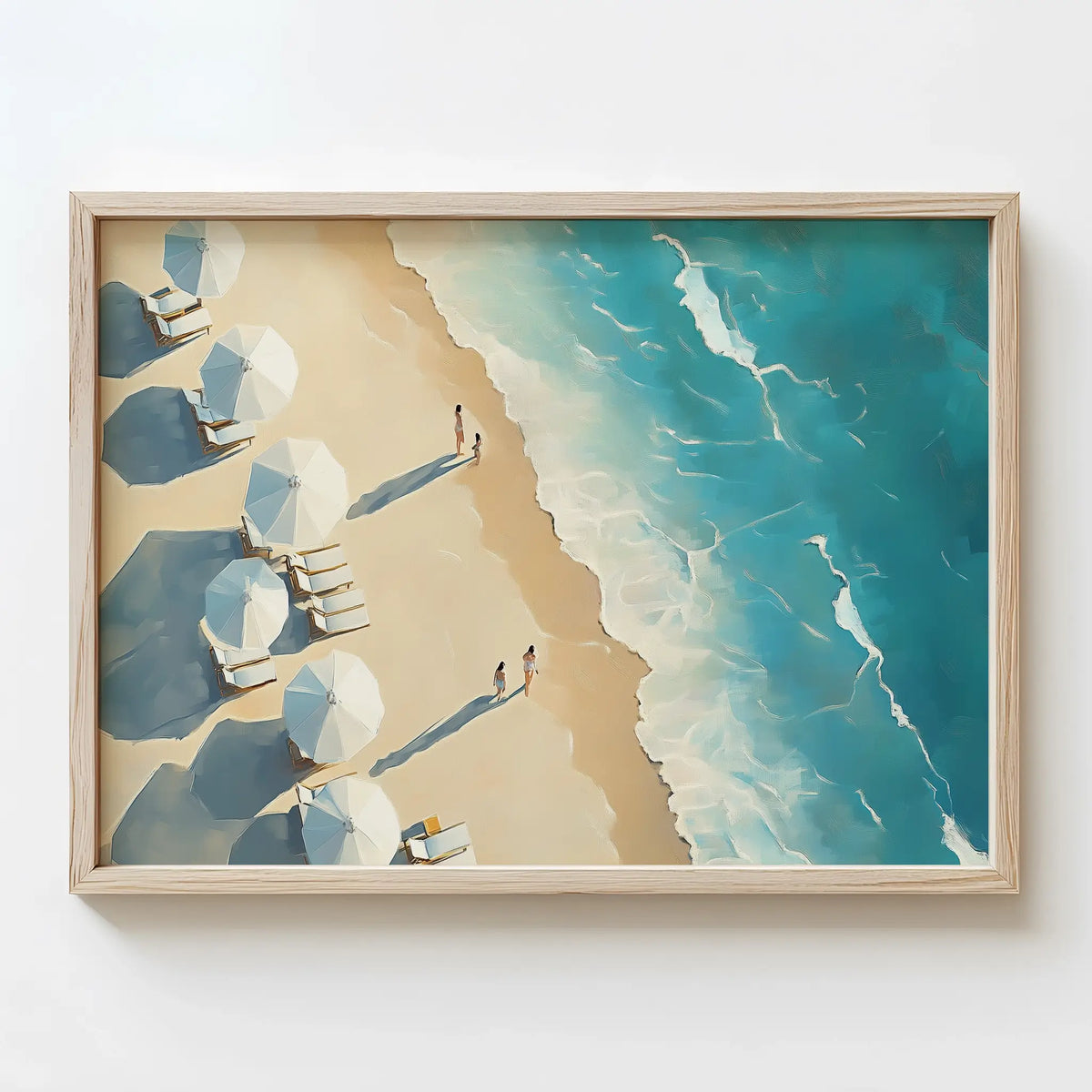 Minimal beach umbrella artwork in soft, neutral tones