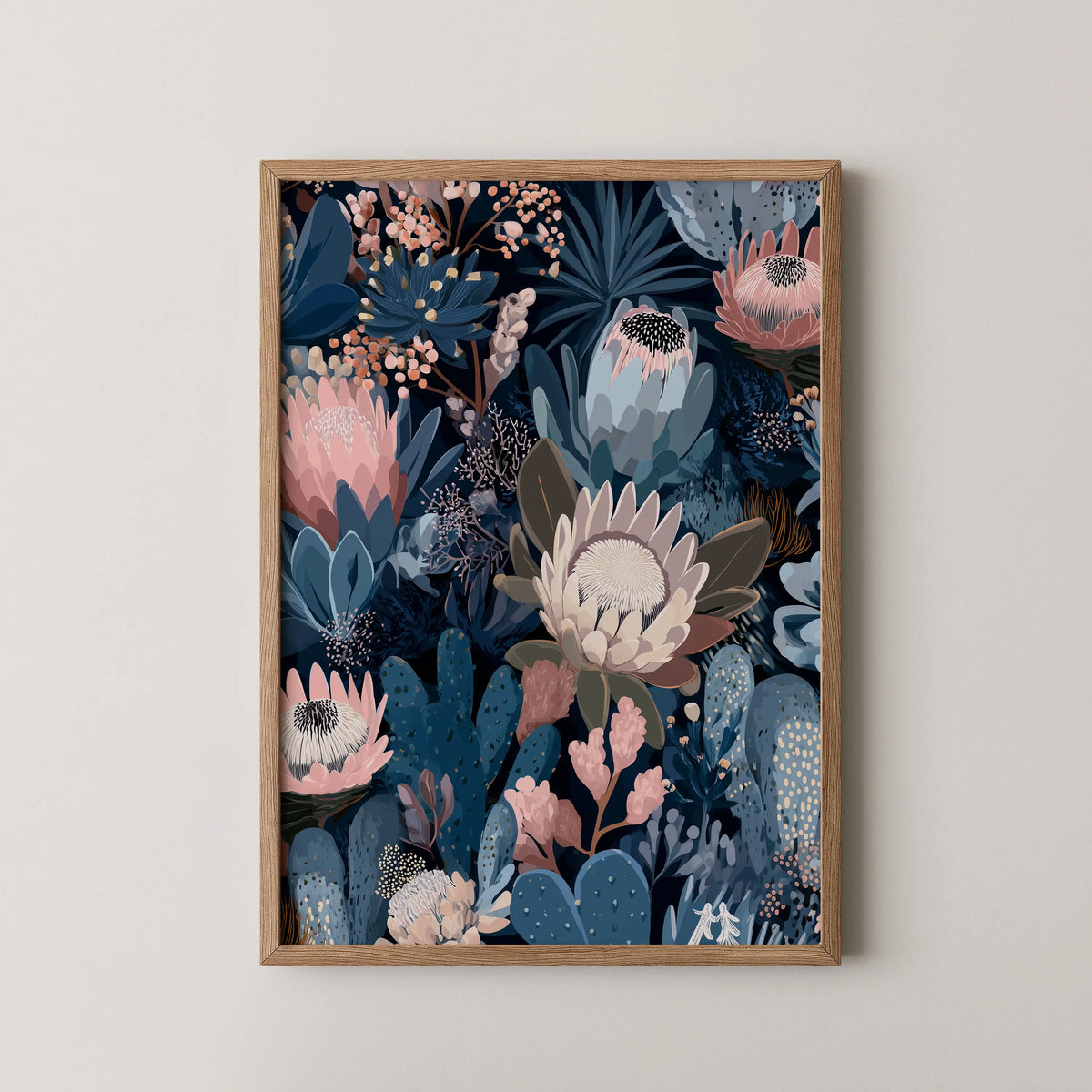 Australian Blue Banksia Floral Wall Art Print