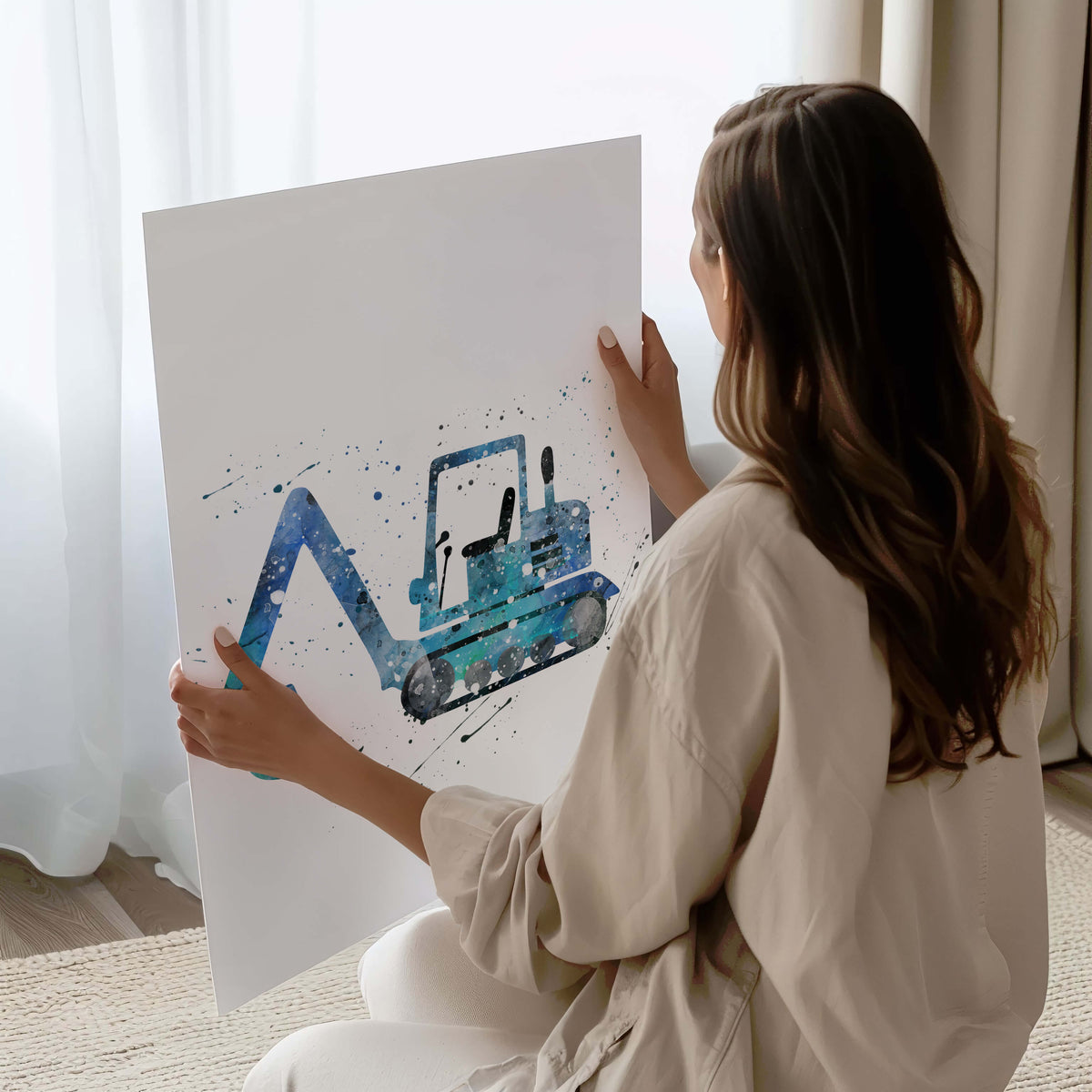 Boys Trucks Construction Wall Art pieces. Featuring a set of blue trucks,