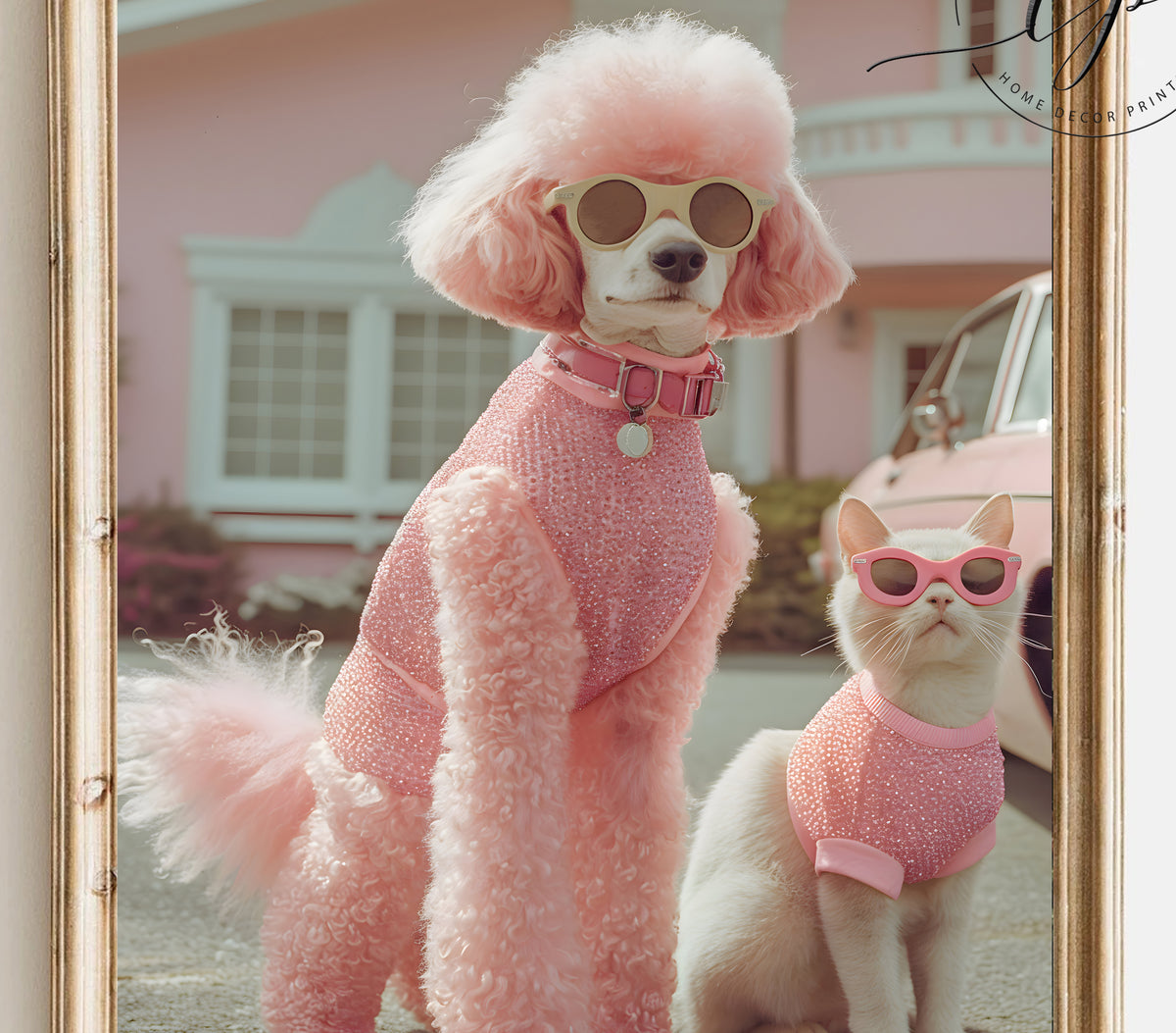 Pink Poodle wall art for girls