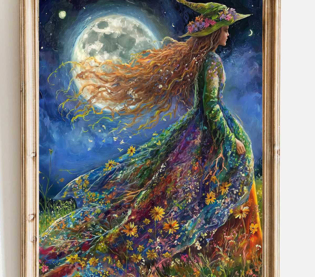 Witchy Wildflower Witch Wall Art print