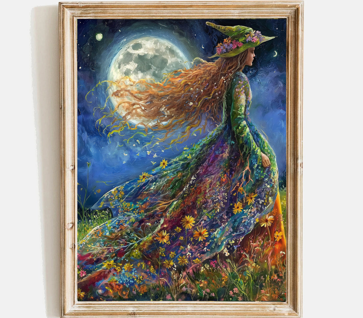 Witchy Wildflower Witch Wall Art print