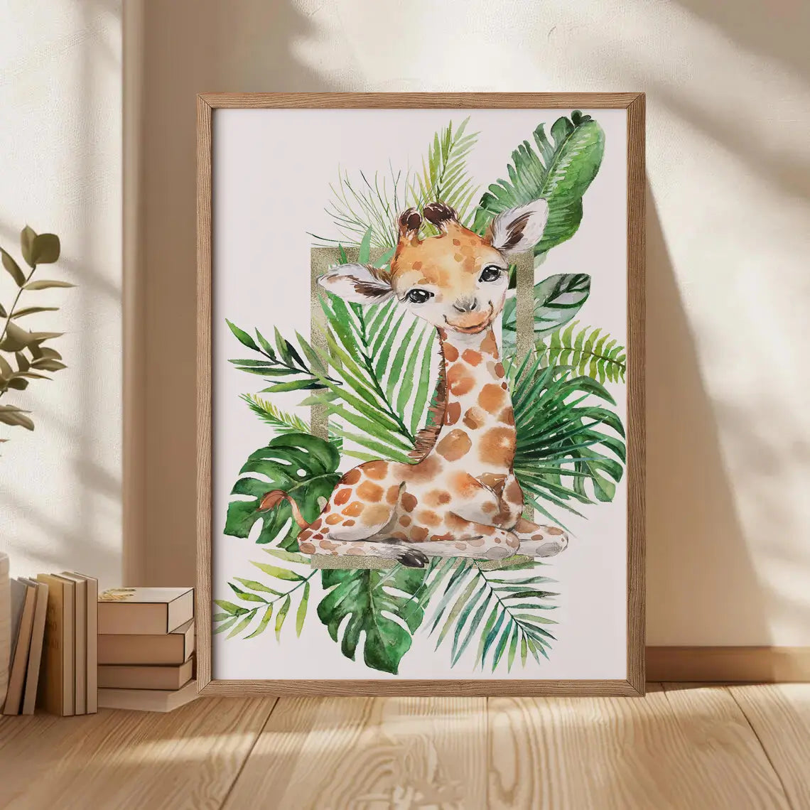 Safari Giraffe Jungle Print for Kids Nursery Wall Art