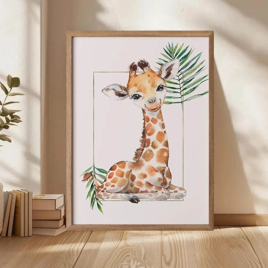 Giraffe Safari Jungle Print for Kids Nursery Wall Art