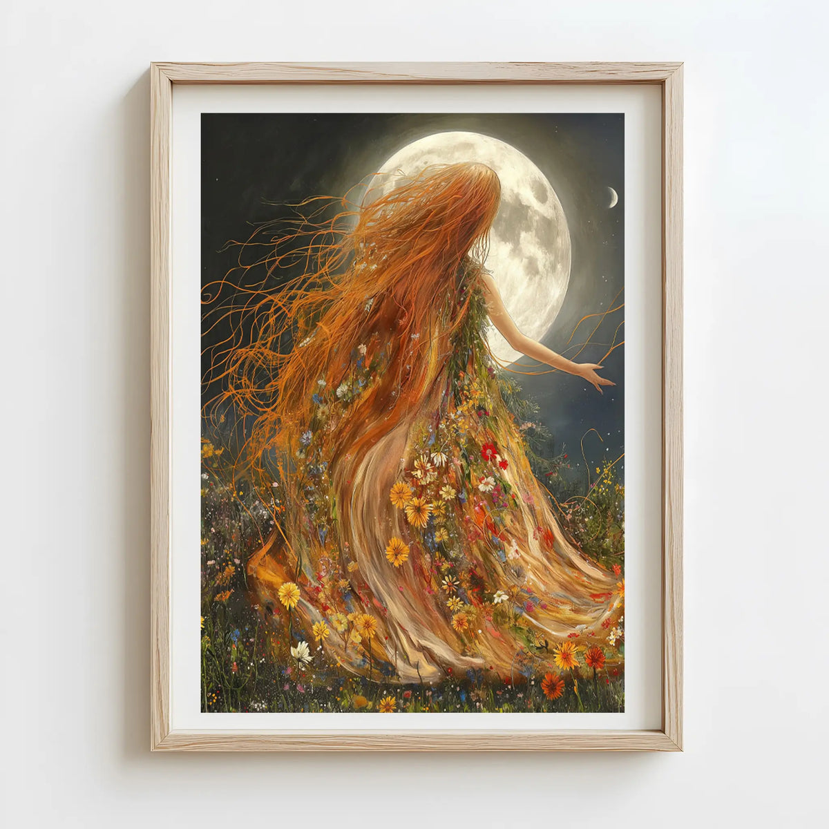 Goddess silhouette glowing in moonlight