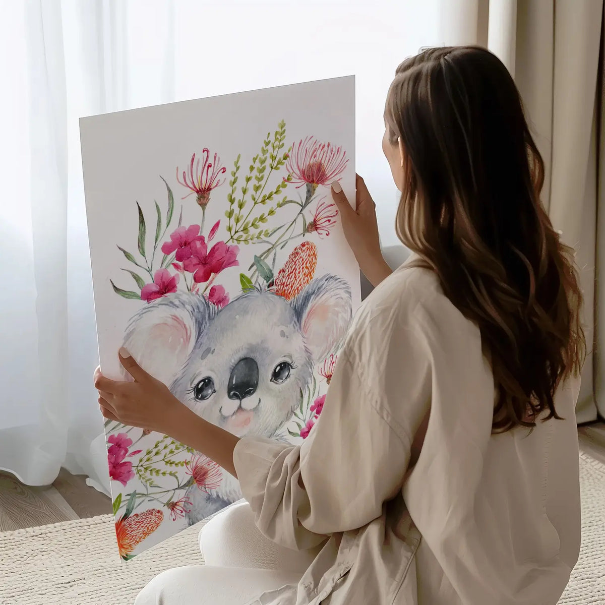 Cute koala art print for girl's nursery – Australian wildlife wall decor