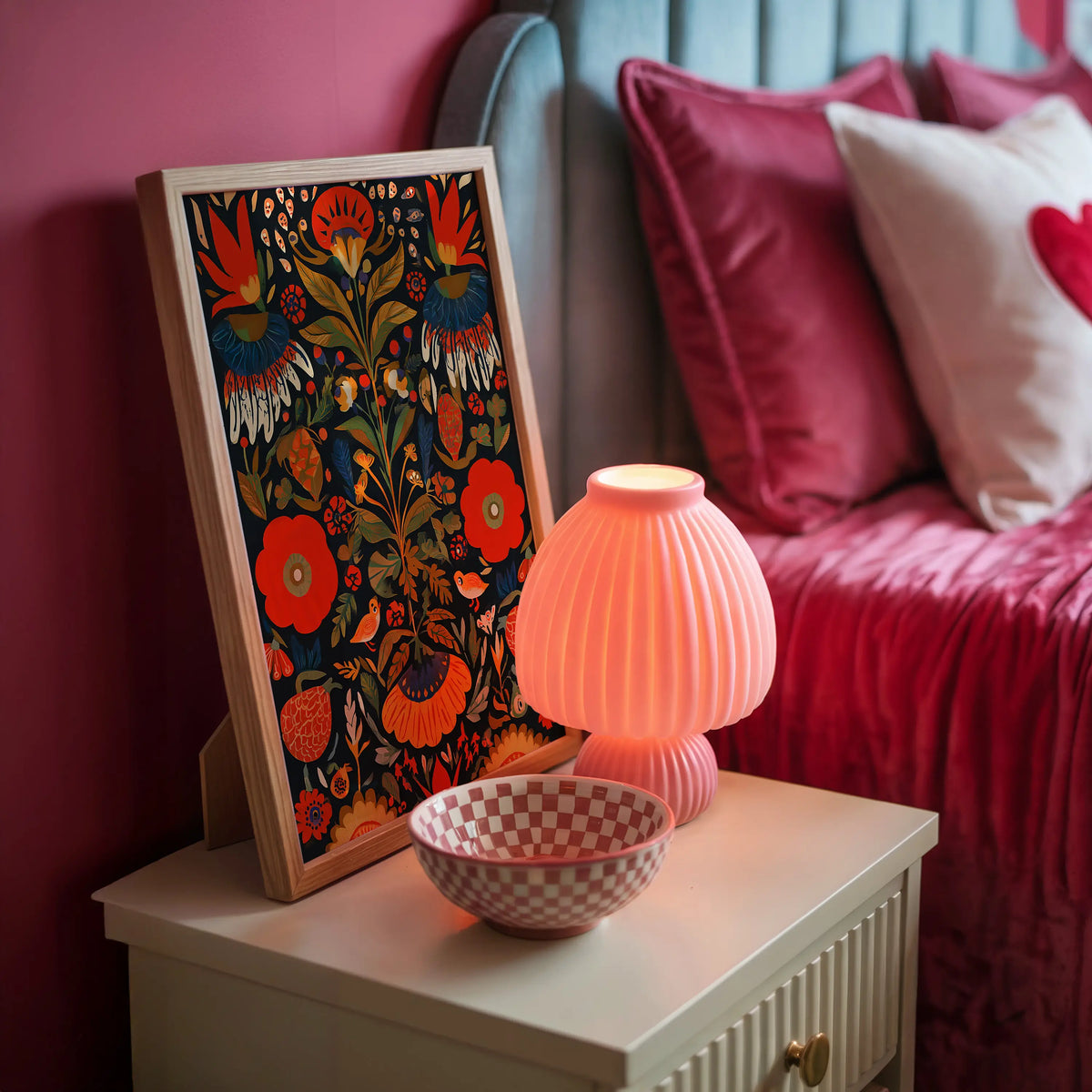 Mexican art poster in vintage retro folk style with vibrant colours