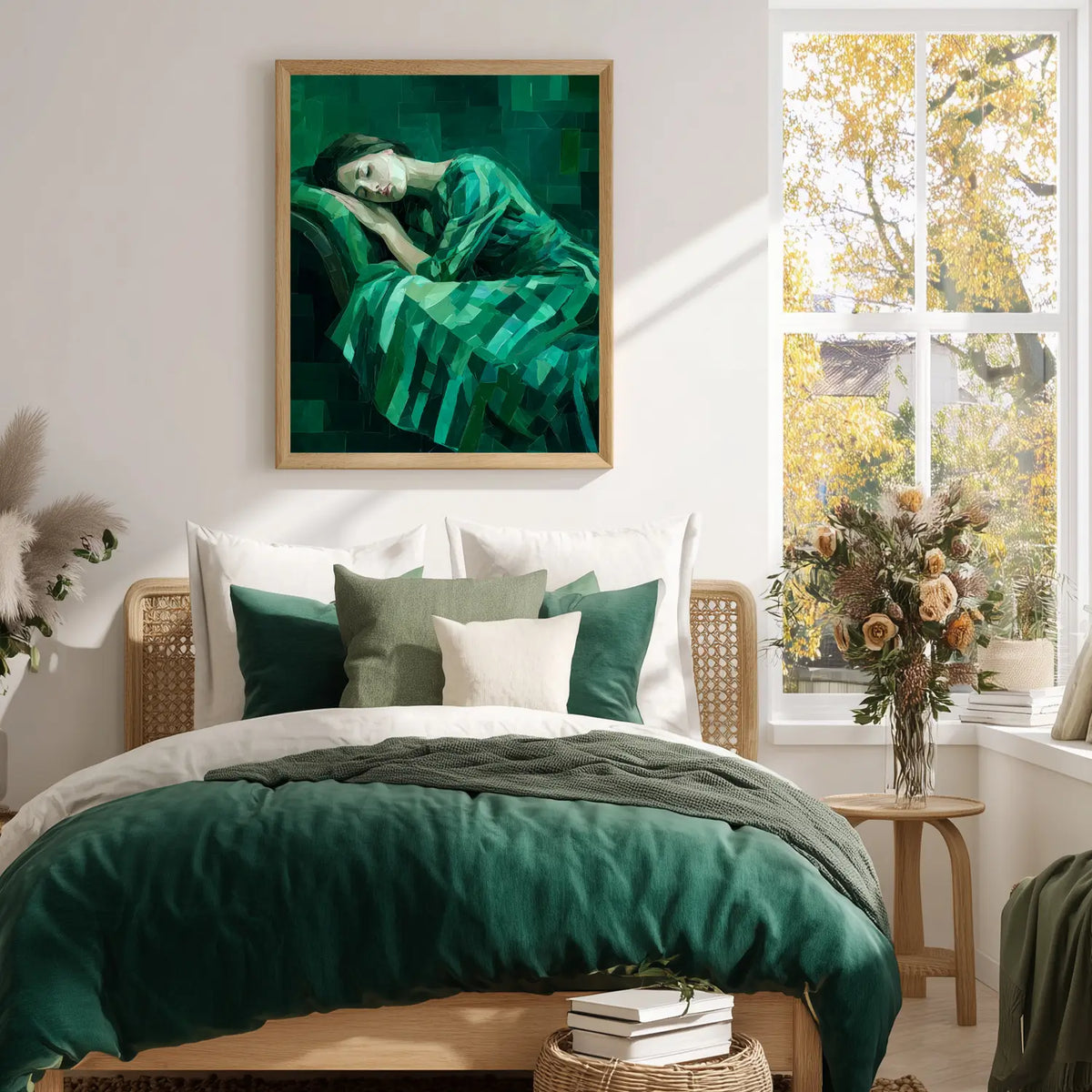 Modern abstract woman resting with textured paint effect