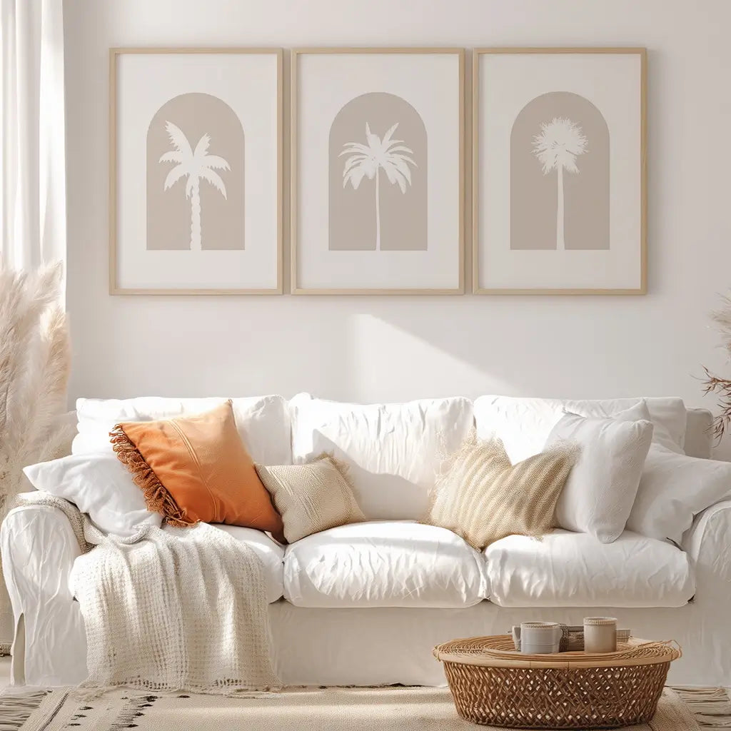 set of three minimal palm prints in customisable colours