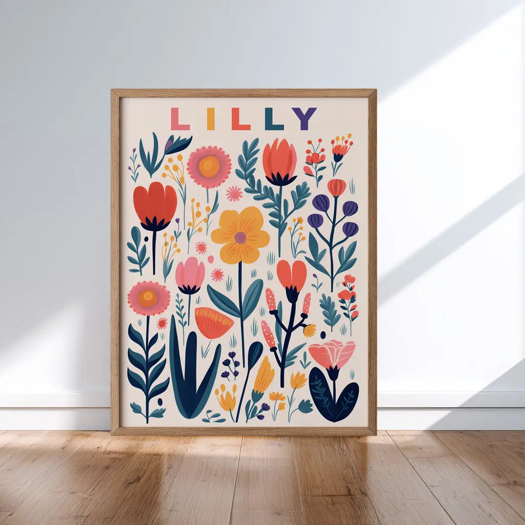 Personalised girls floral name print