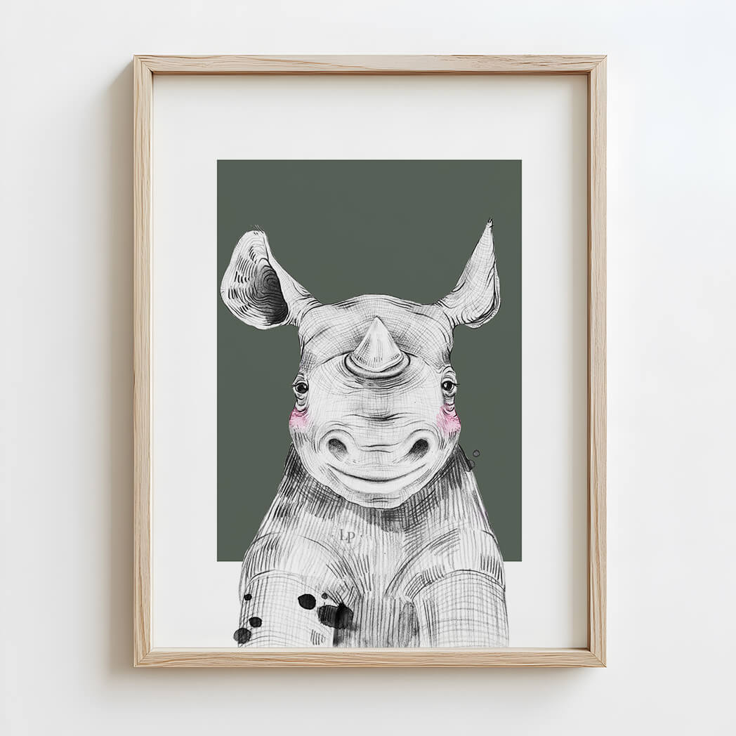 Rhino custom Jungle Animal Prints with Background Color Options