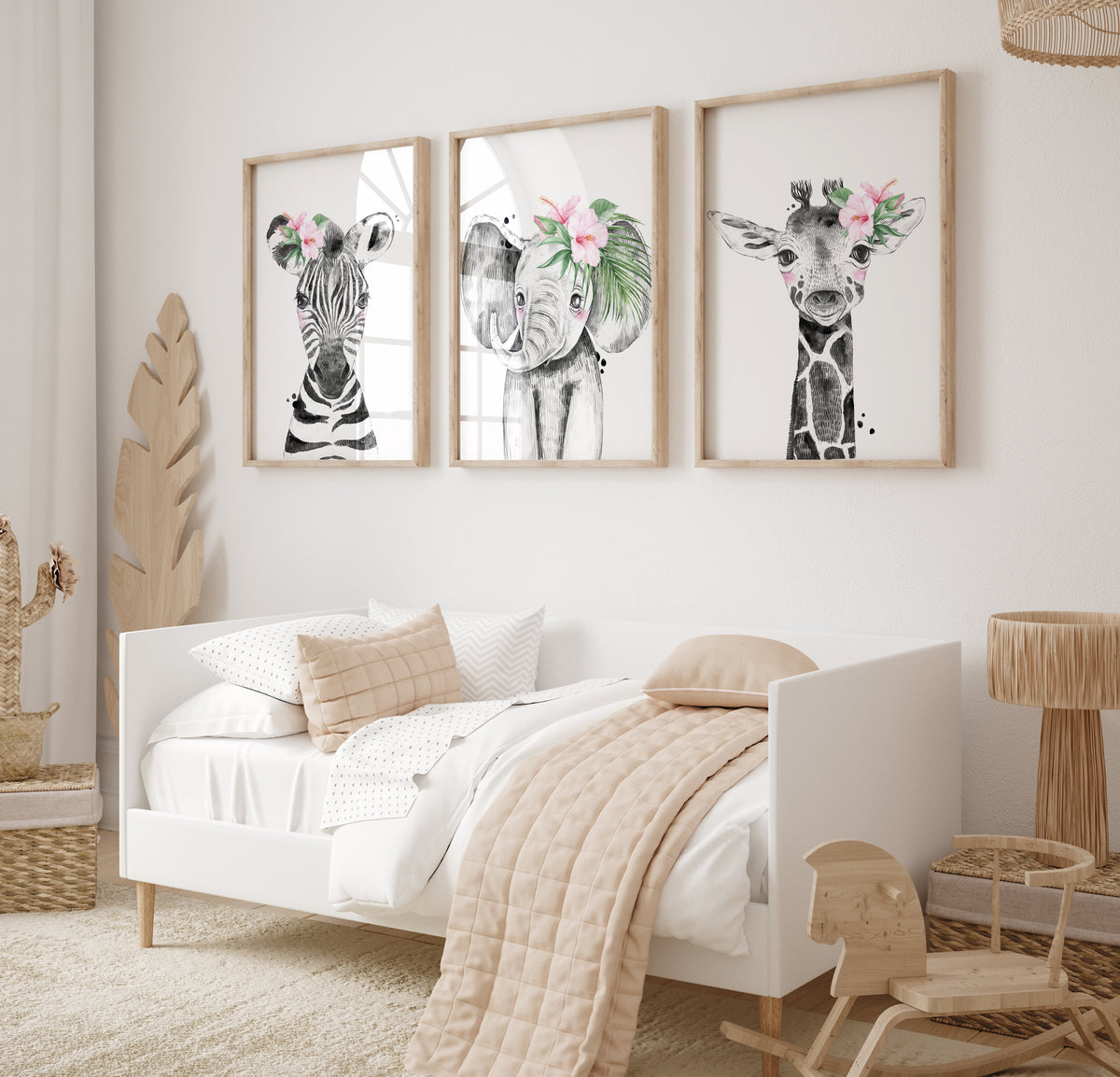 Girls Safari Animal Wall Prints