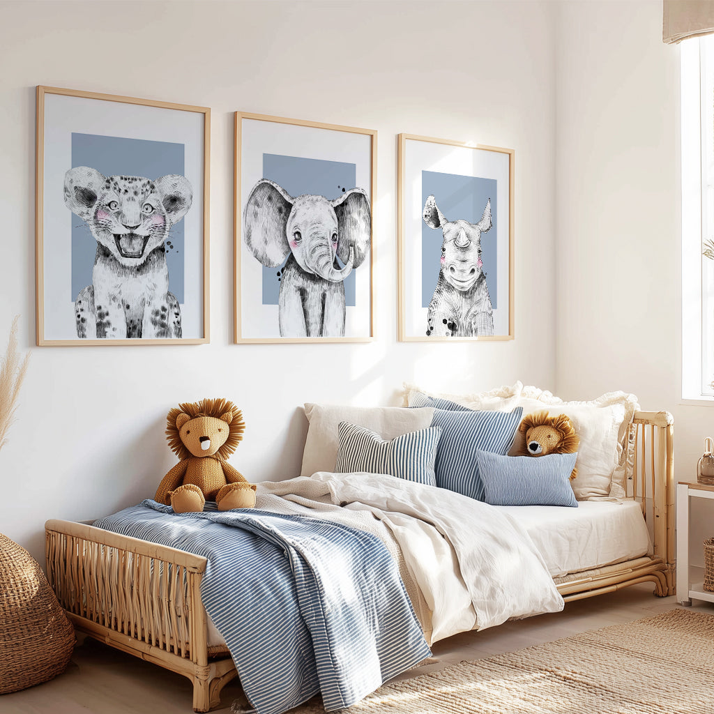 Personalised Lion Safari Print for Kids Room