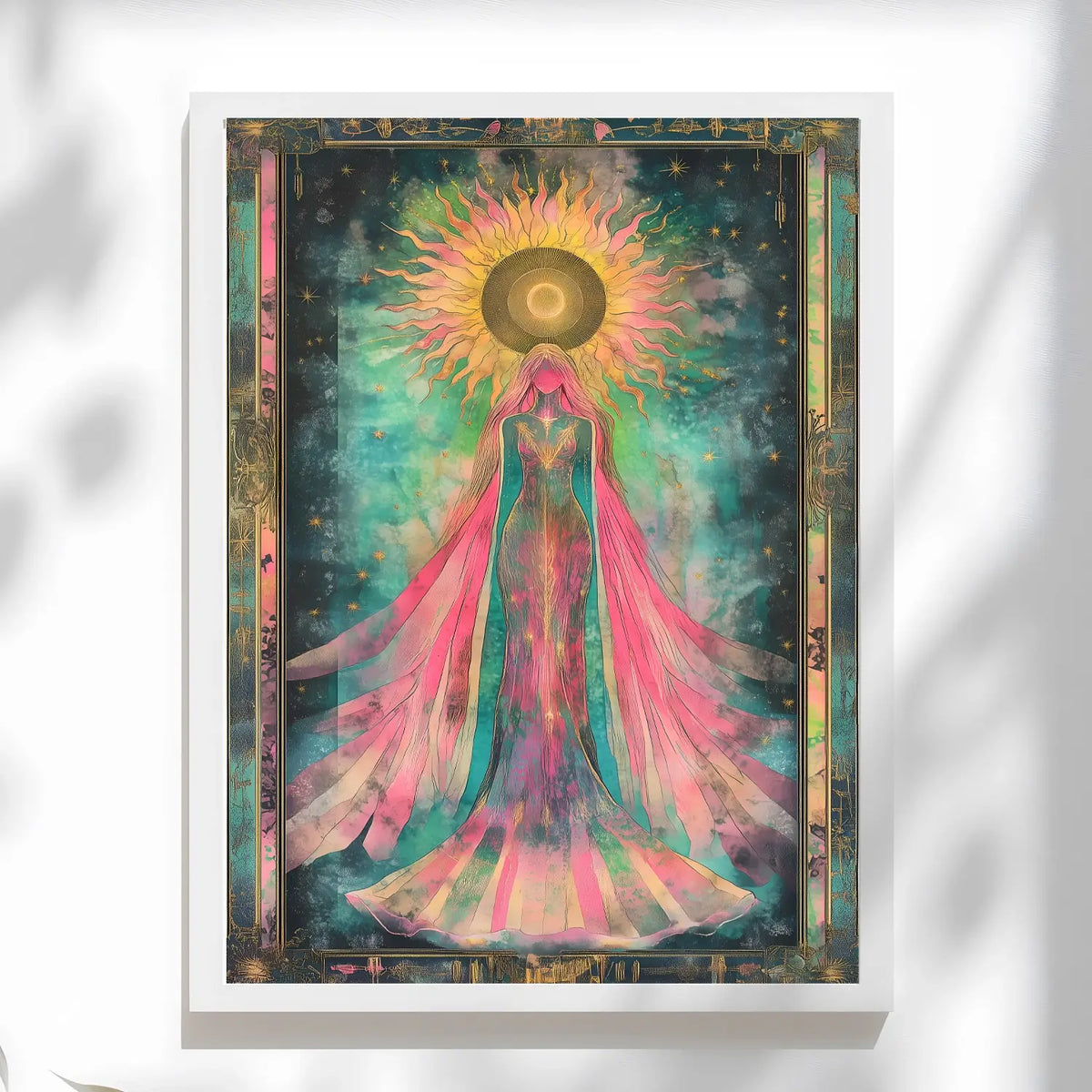 Sun goddess artwork radiating light and feminine energy