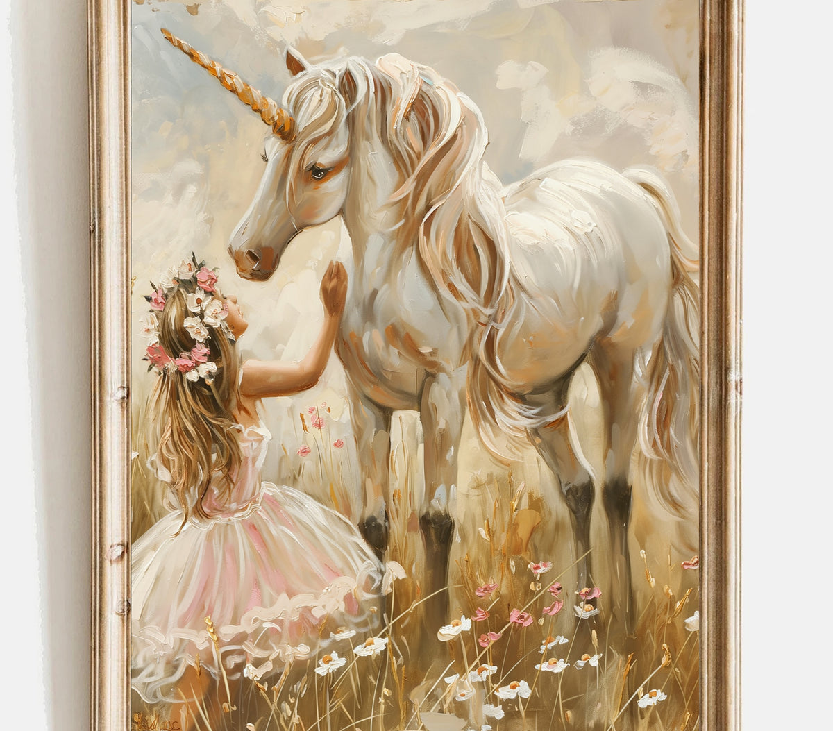 Soft hearts and wild meadows unicorn Art