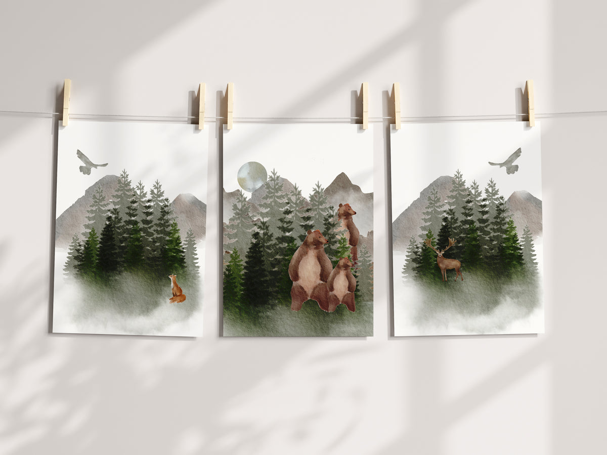 Woodland Forest Animal Wall Art Prints