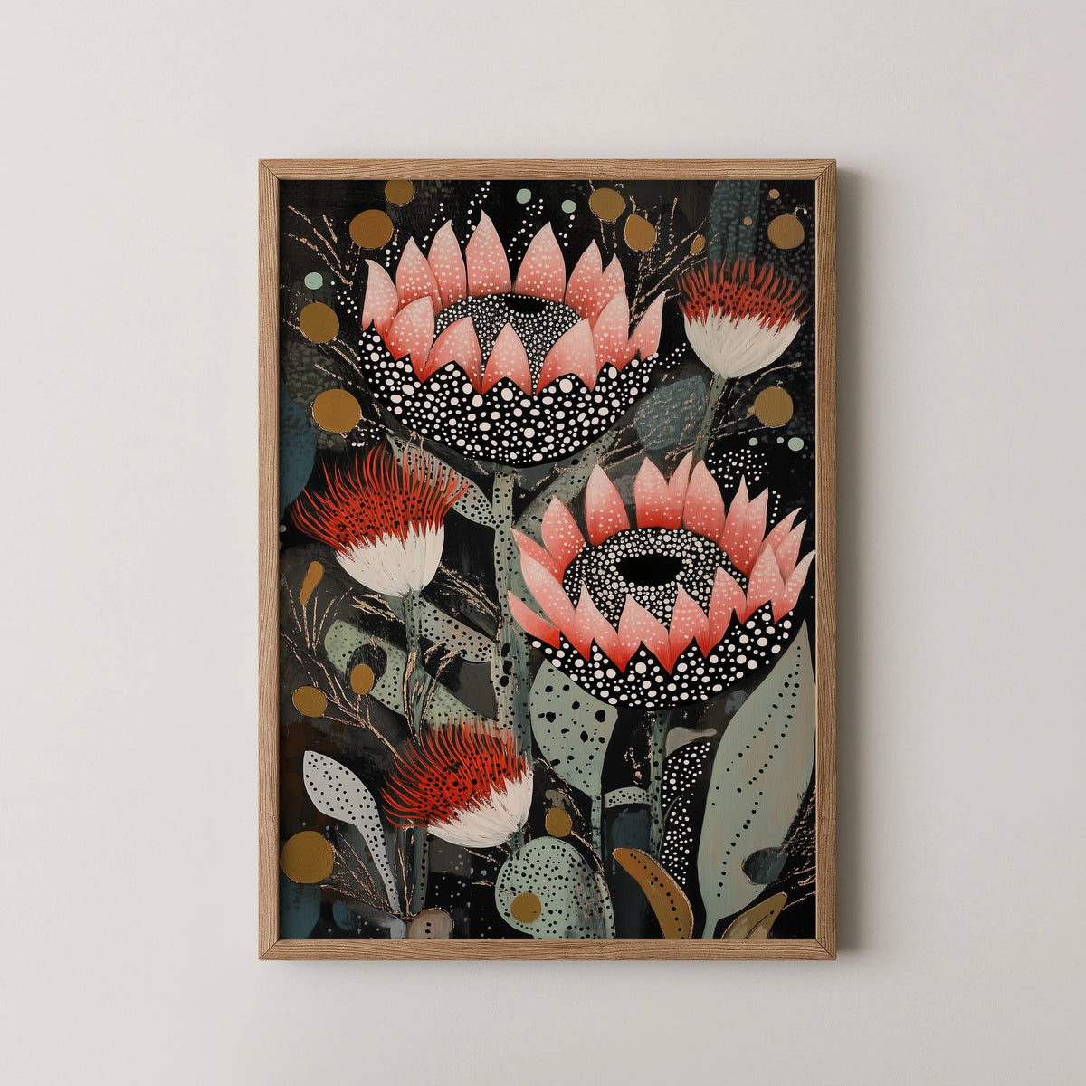 Earthy abstract Australian flora and fauna botanical wall art print