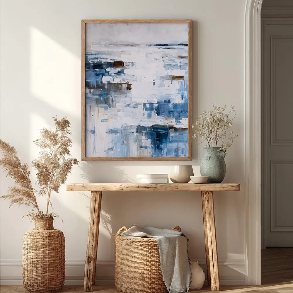 Aqua Echos Abstract Coastal Wall Art Print