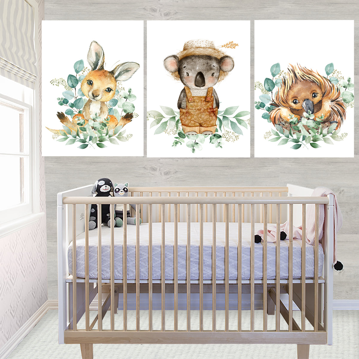 Australian animal nursery prints set of three unframed prints