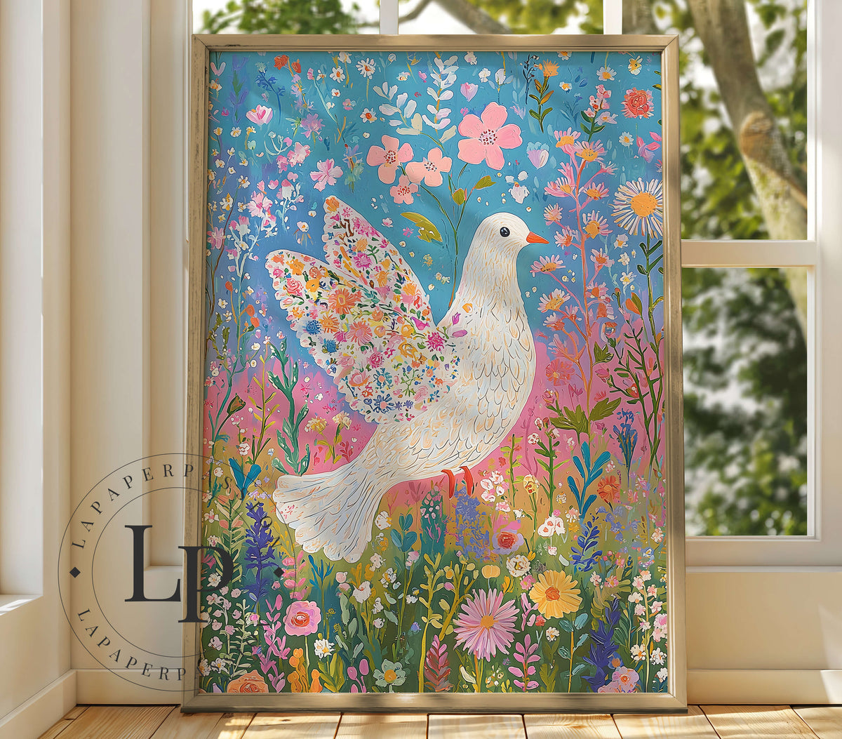 FLORAL BLOOMCORE DOVE | ART PRINT