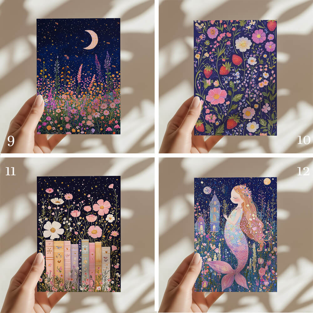 Floral Wall Art A5 Prints Girls Nursery Bedroom Bloomcore Decor