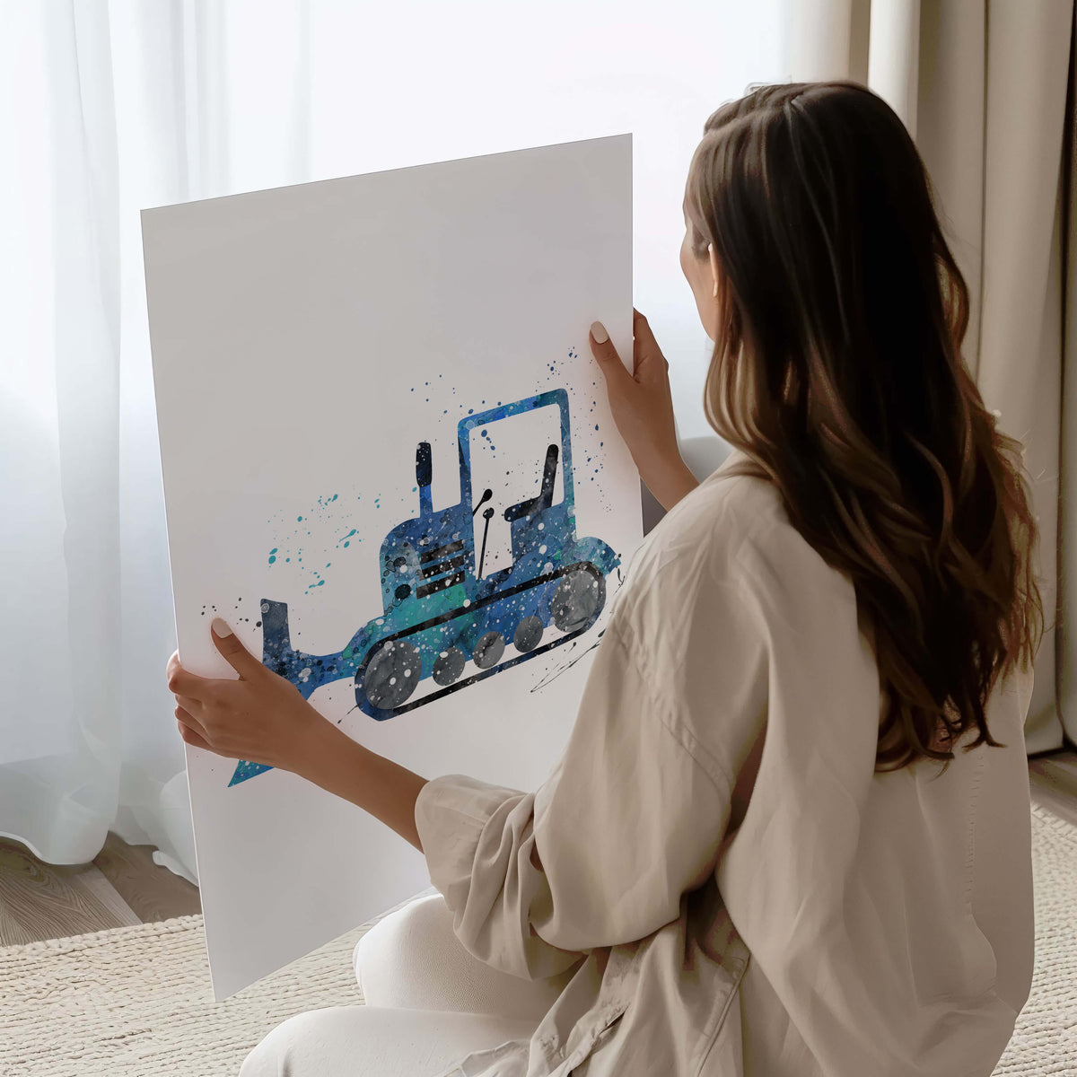 Boys Trucks Construction Wall Art pieces. Featuring a set of blue trucks,