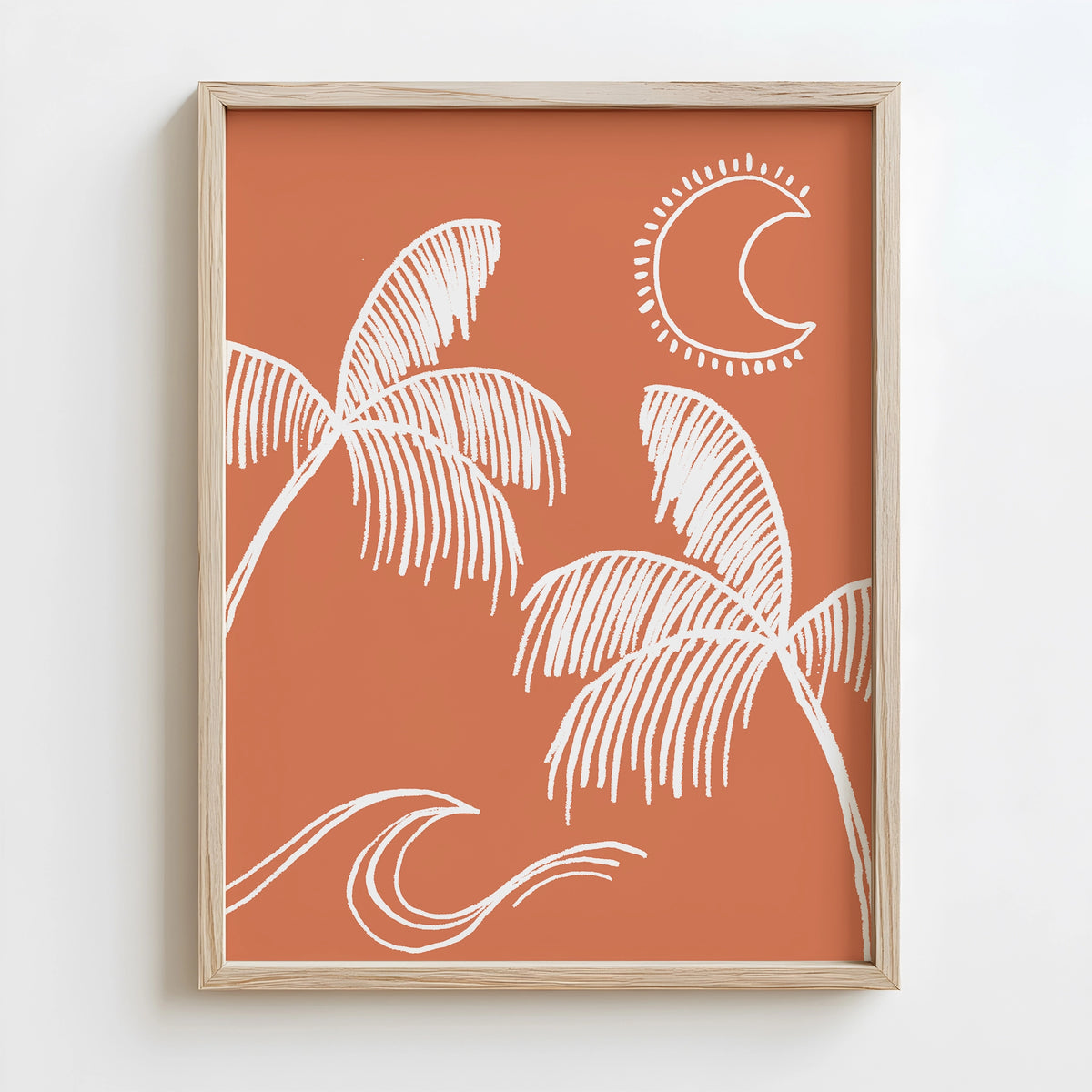 Minimalist palm and sun wall print