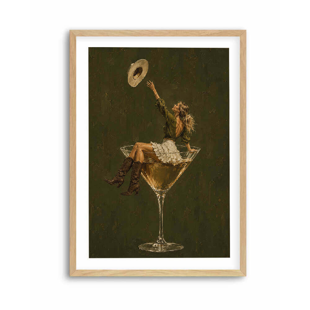 Southwestern cowgirl print with painterly texture and rustic charm