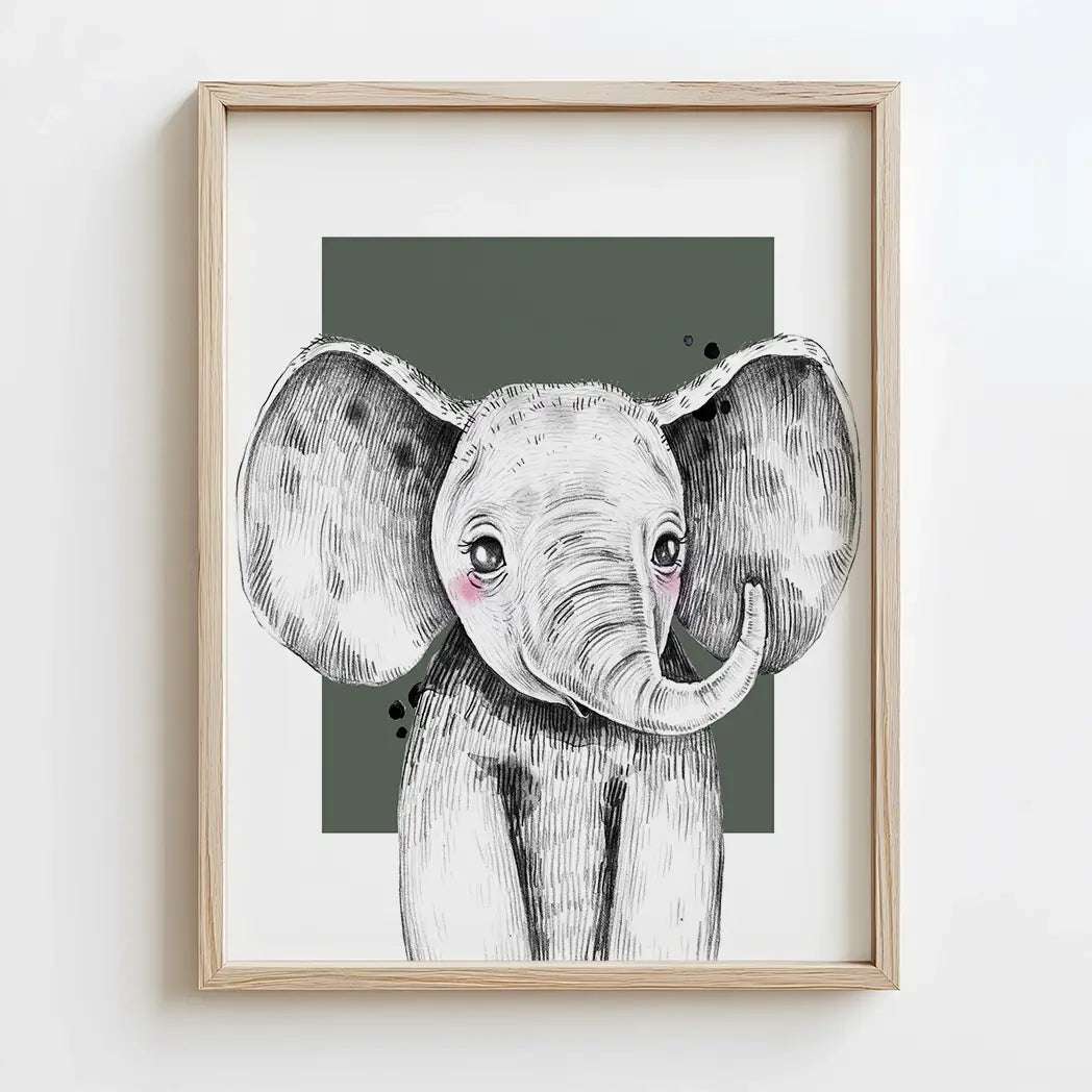 elephant custom Jungle Animal Prints with Background Color Options