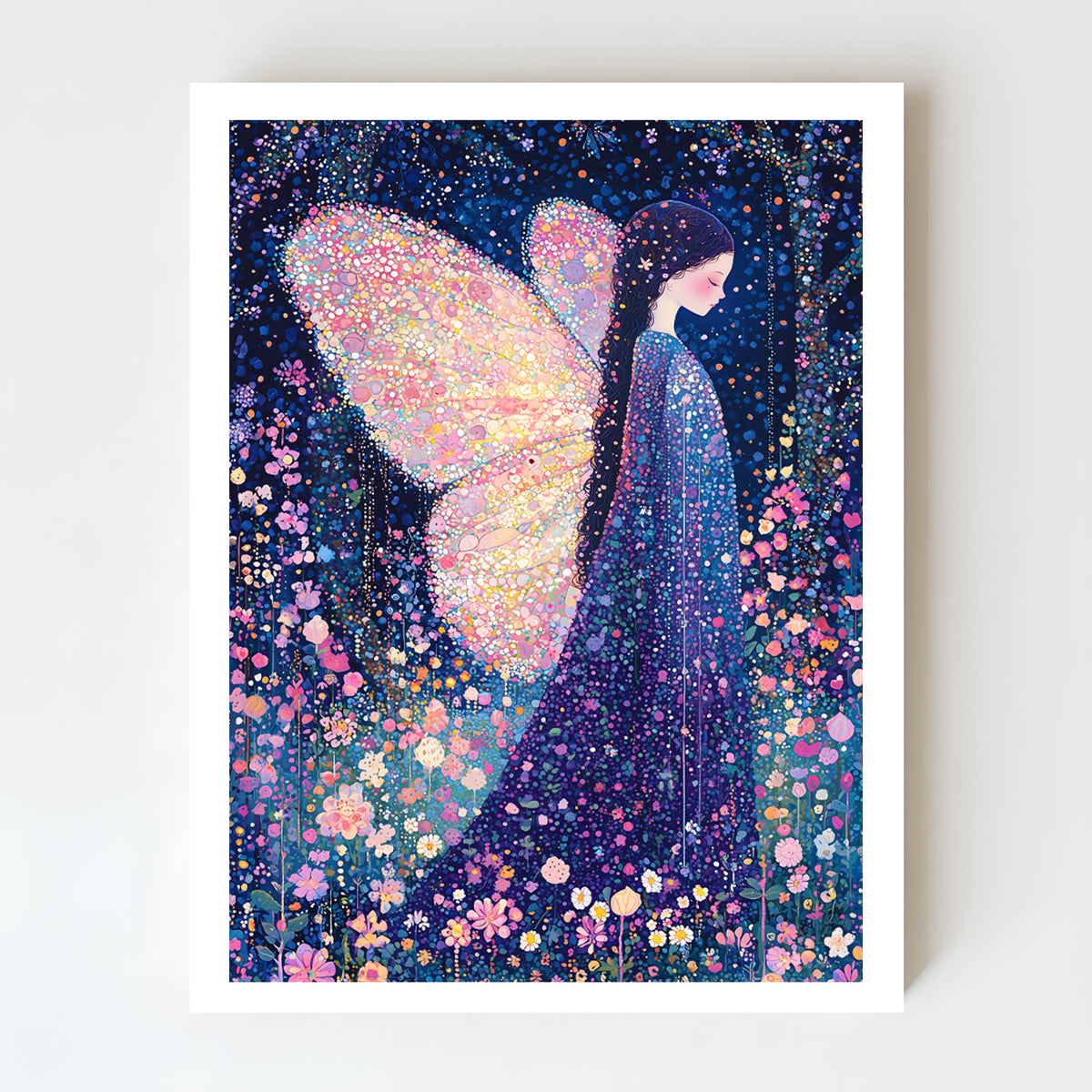 Delicate fairy print with flowers and magical forest vibes