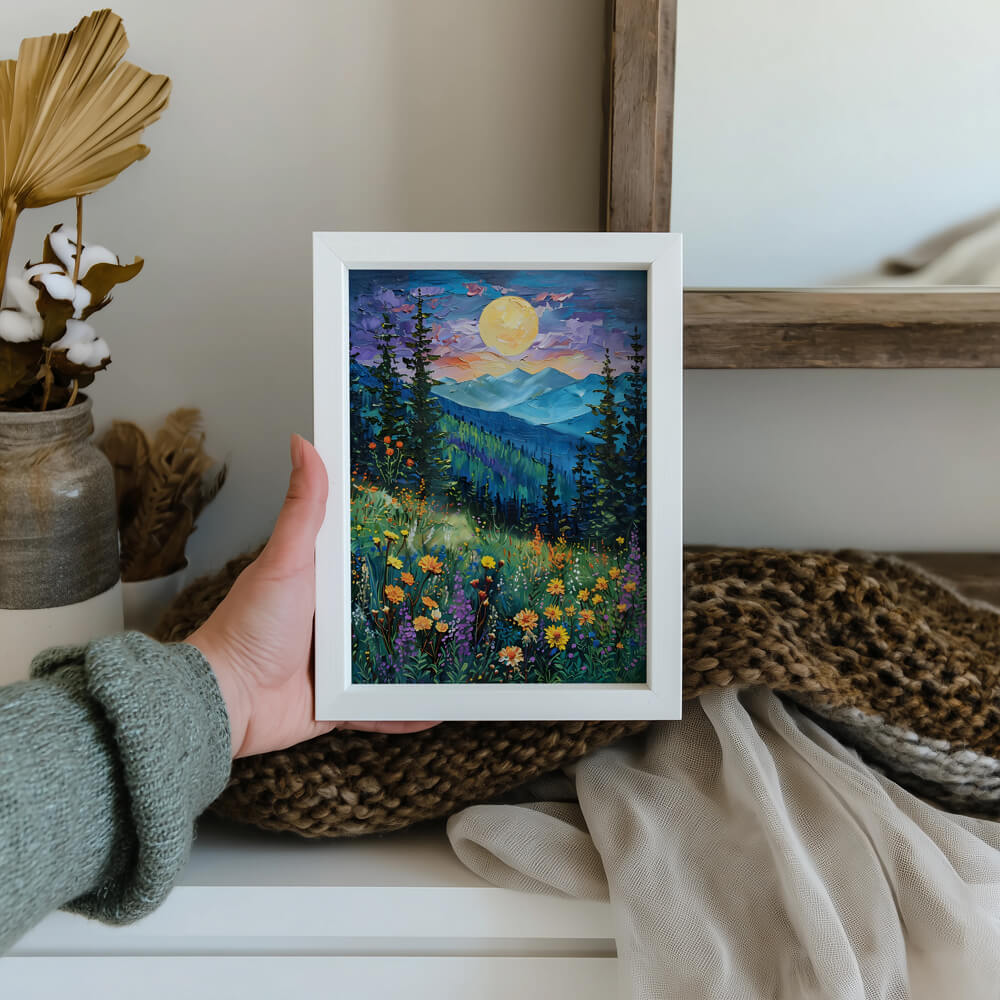mini landscape wall art print colourful forest sunset small artwork australia