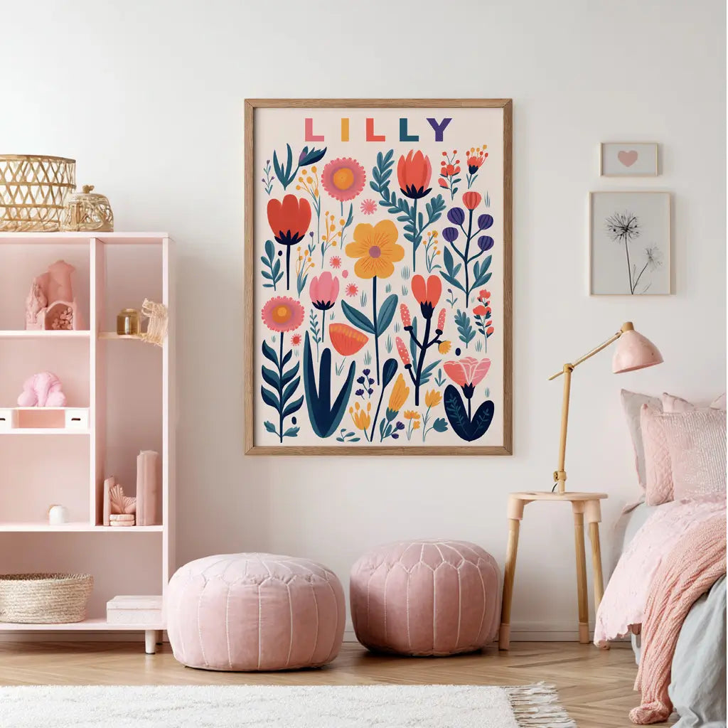 Personalised girls floral name print