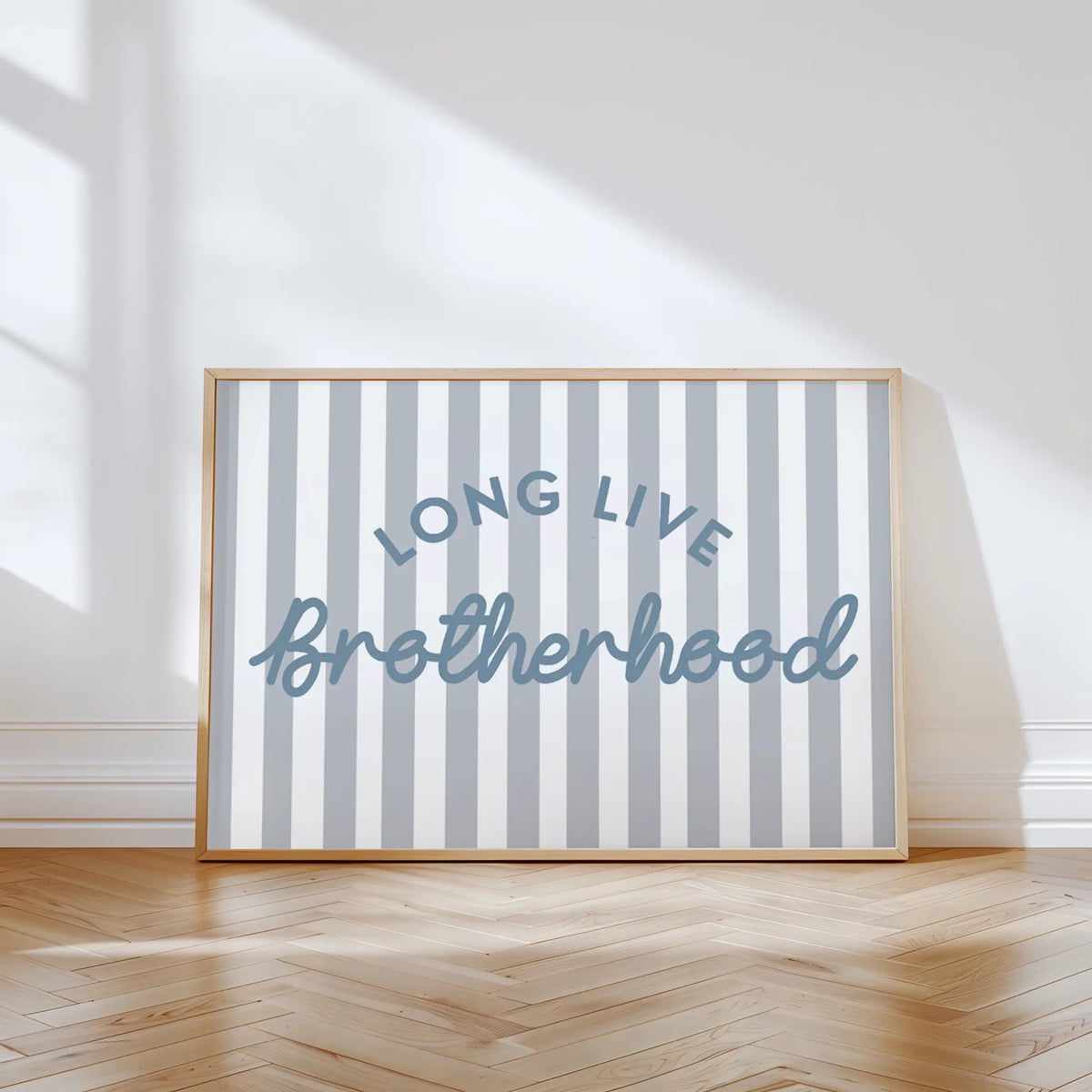 sriped log live brotherhood in steel blue print