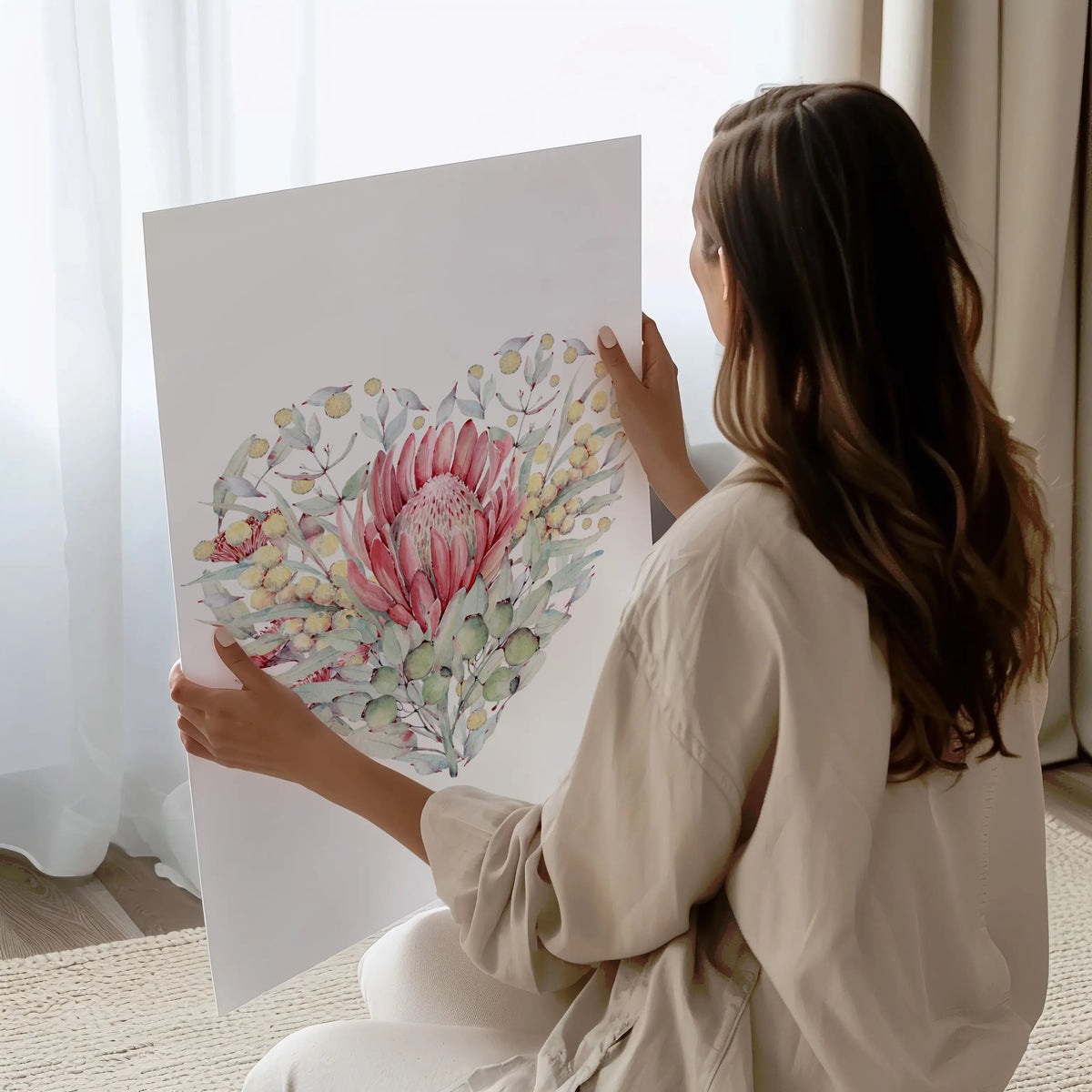 Australian fauna in the shape of a heart nursery wall print