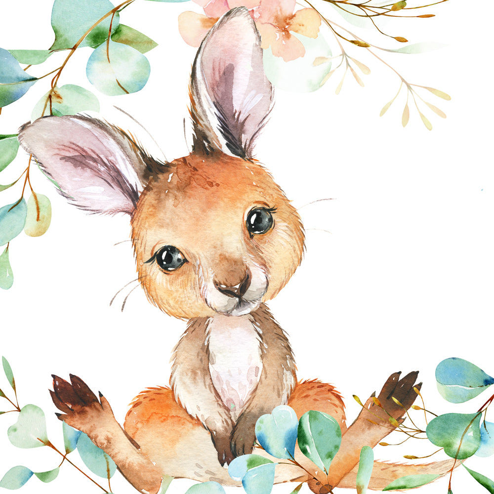 Native Australian animal kangaroo wall art set for children's room