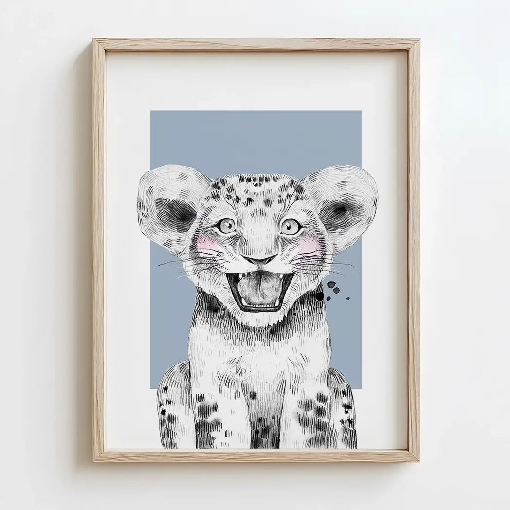 lion in Set of 3 Personalised Safari Animal Prints