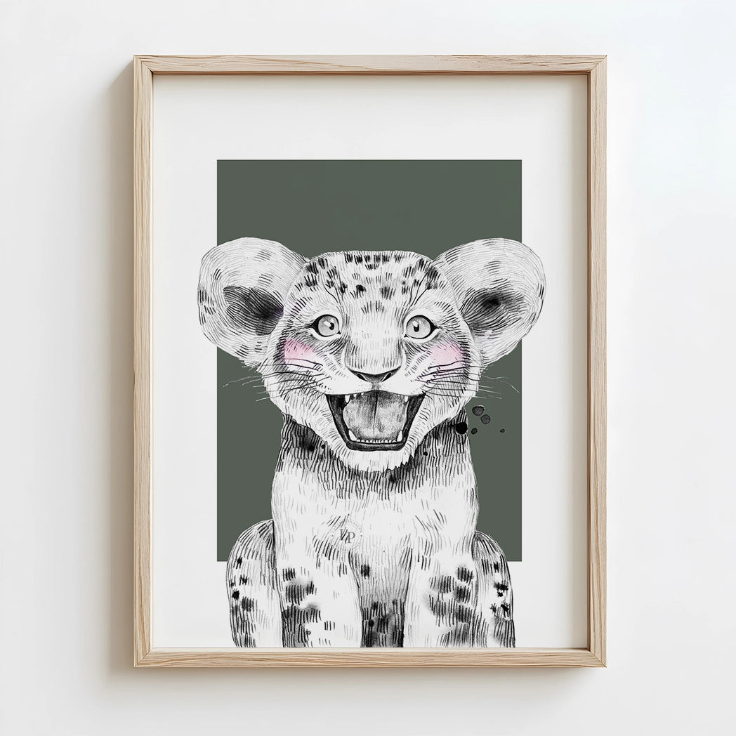 lion custom Jungle Animal Prints with Background Color Options
