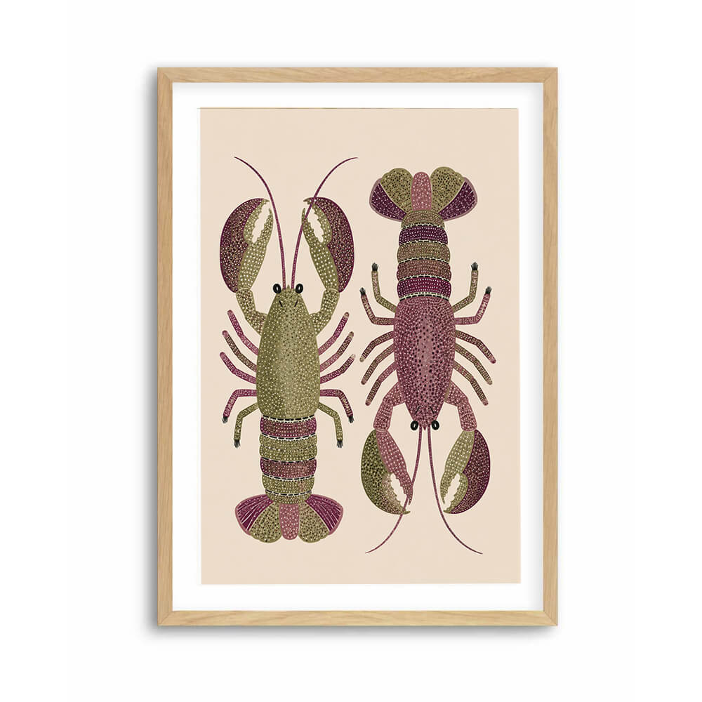 Modern lobster print set for coastal home decor
