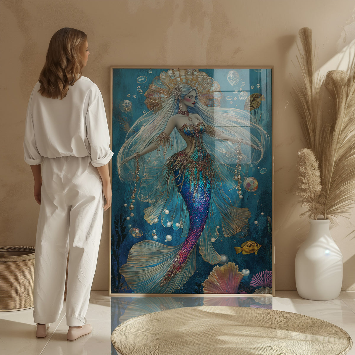 Mermaid Wall Art Print. Showcasing a graceful mermaid