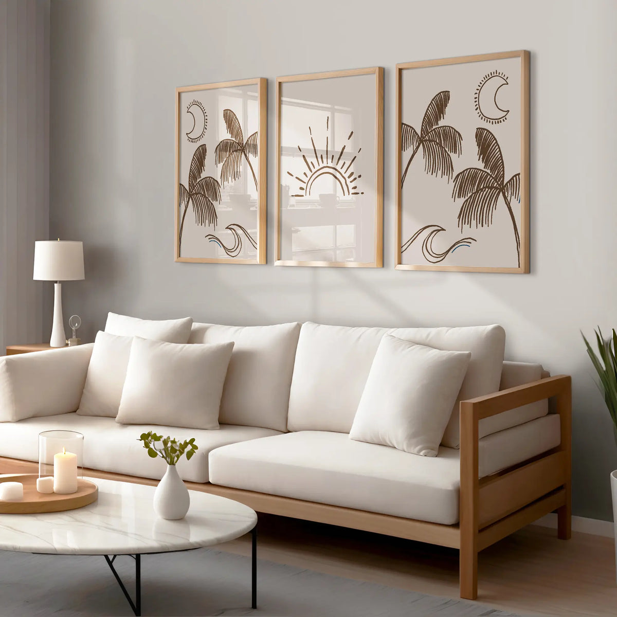 Neutral Palm Tree Prints, Coastal Wall Art