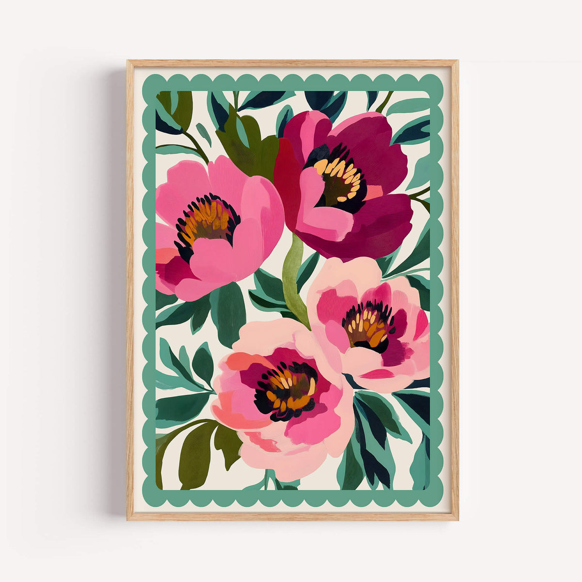 pink botanical wall art for bedroom styling