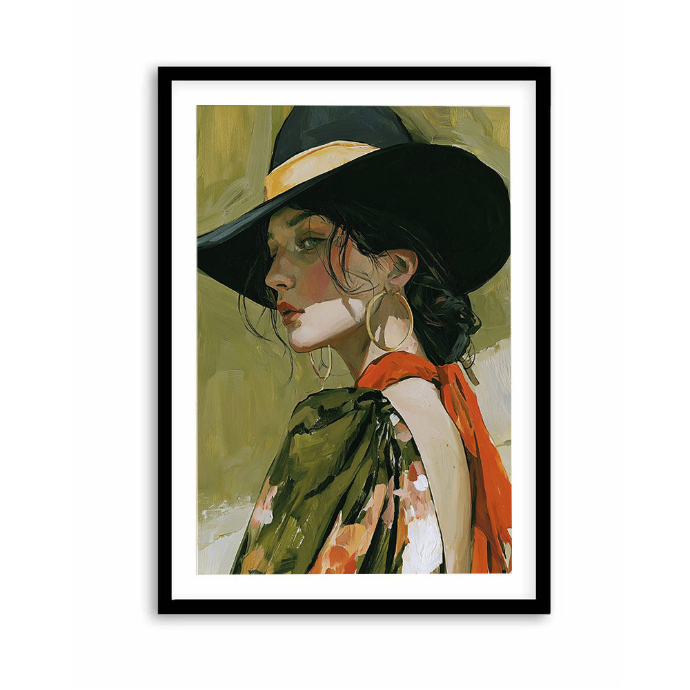 Modern cowgirl wall art featuring western woman portrait