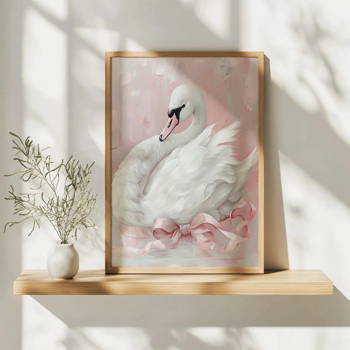 Pink Coquette Swan Print - Nursery Art