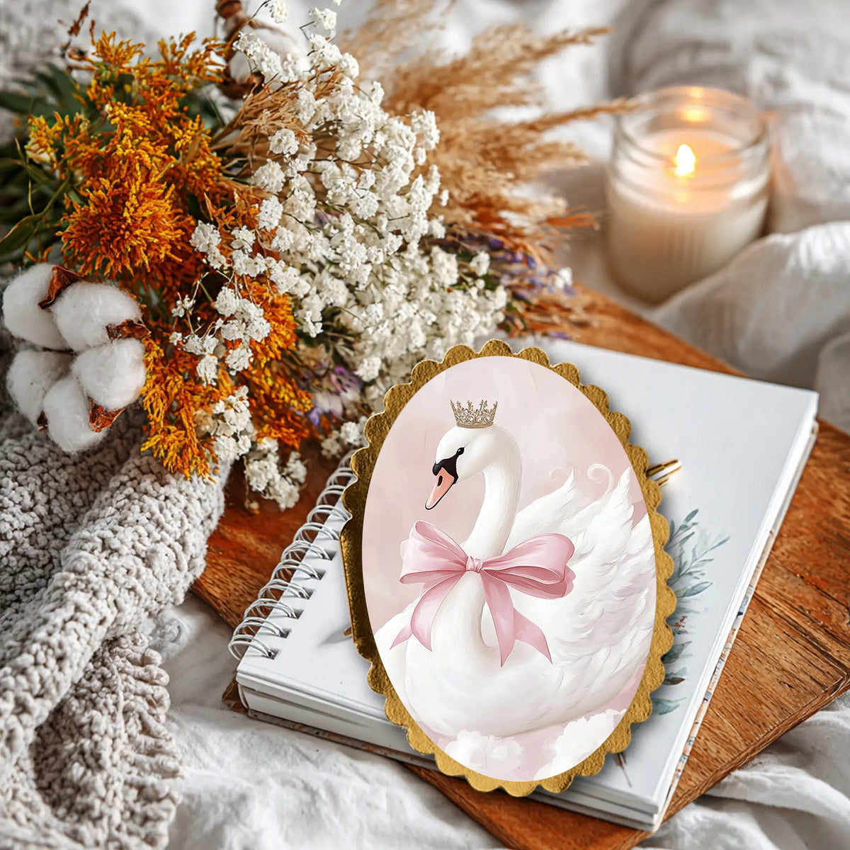 Baby shower mini card with minimalist illustration and blank interior